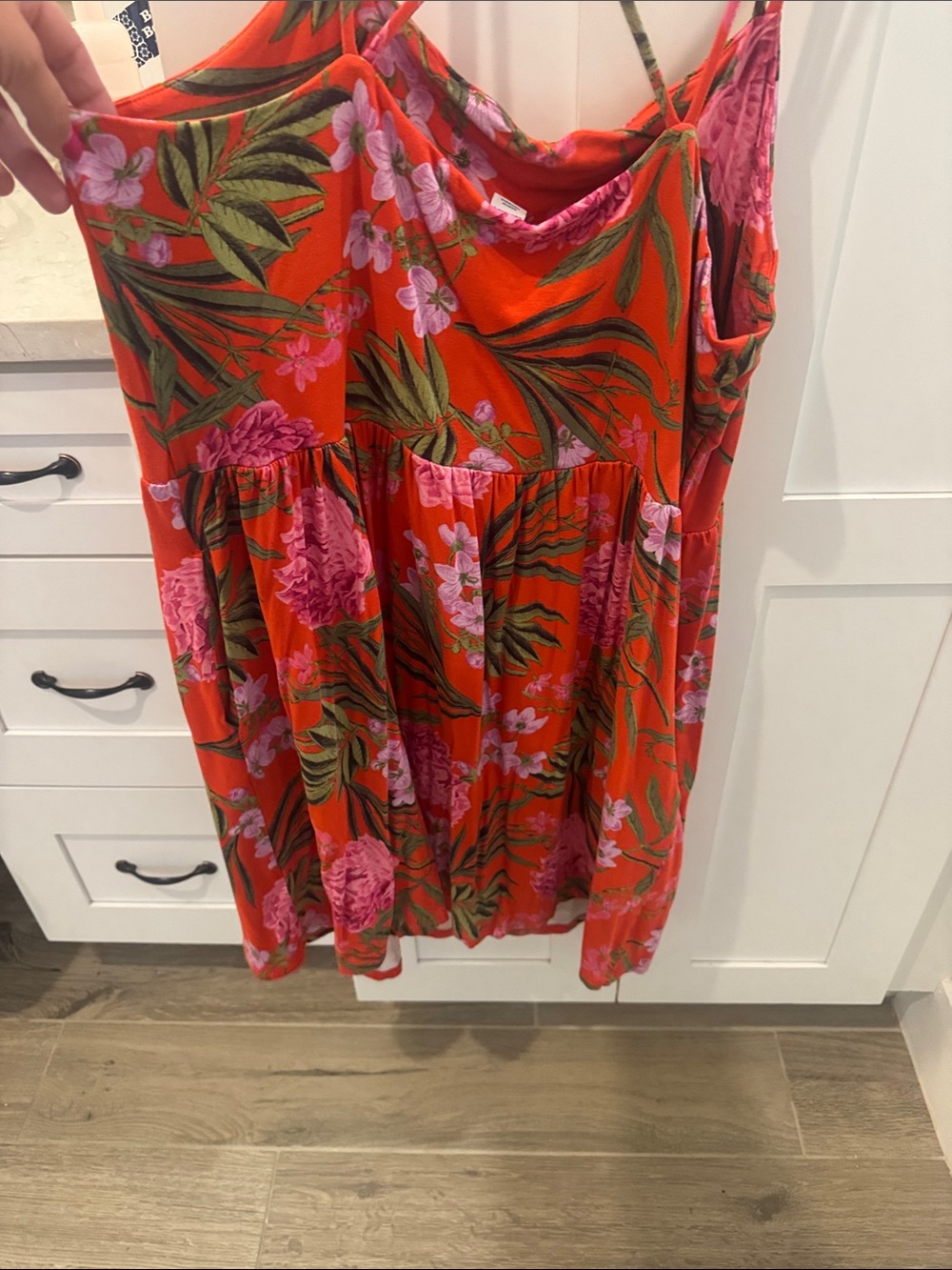 Old Navy Women’s. XL- Floral Midi Dress w/ Pink Bloom Print w/ pockets - Picture 4 of 6